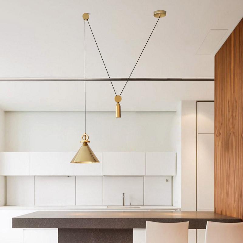 Pure Gold Pulley Pendant Light