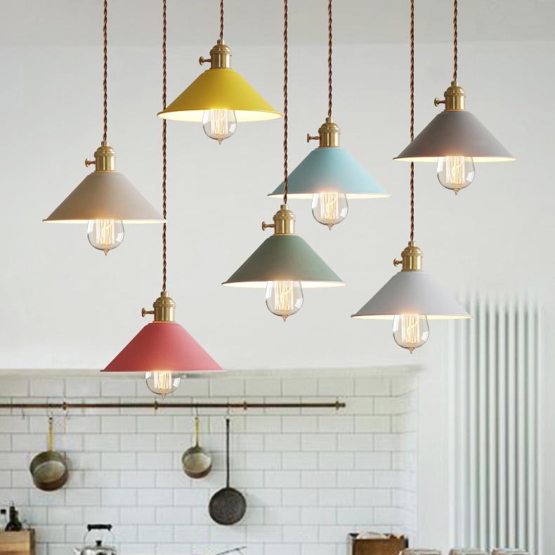 Pastel Coloured Cone Shade Industrial Loft Pendant Light