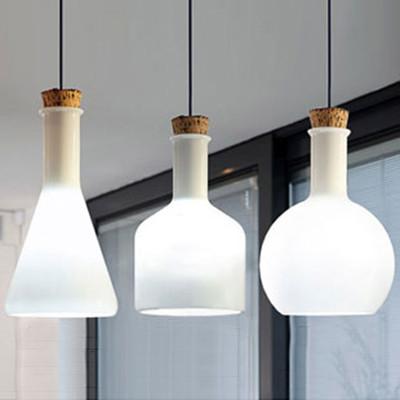 Lab White Glass Bottle Minimalist Pendant Light